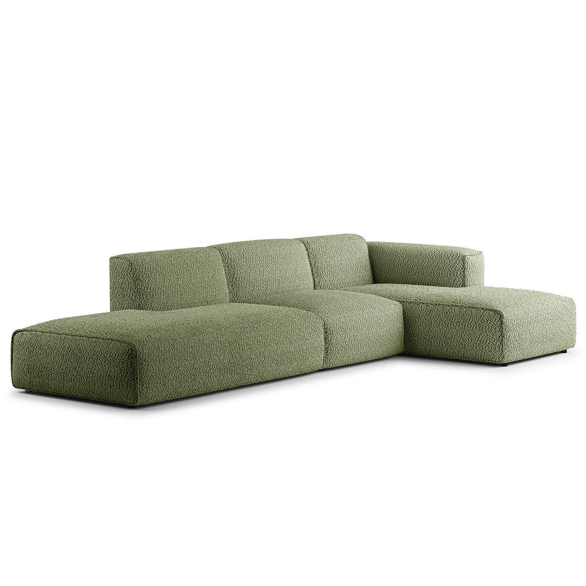 ECKSOFA mit Chaiselongue - Schwarz/Grün, Kunststoff/Textil (290/173cm) - home24