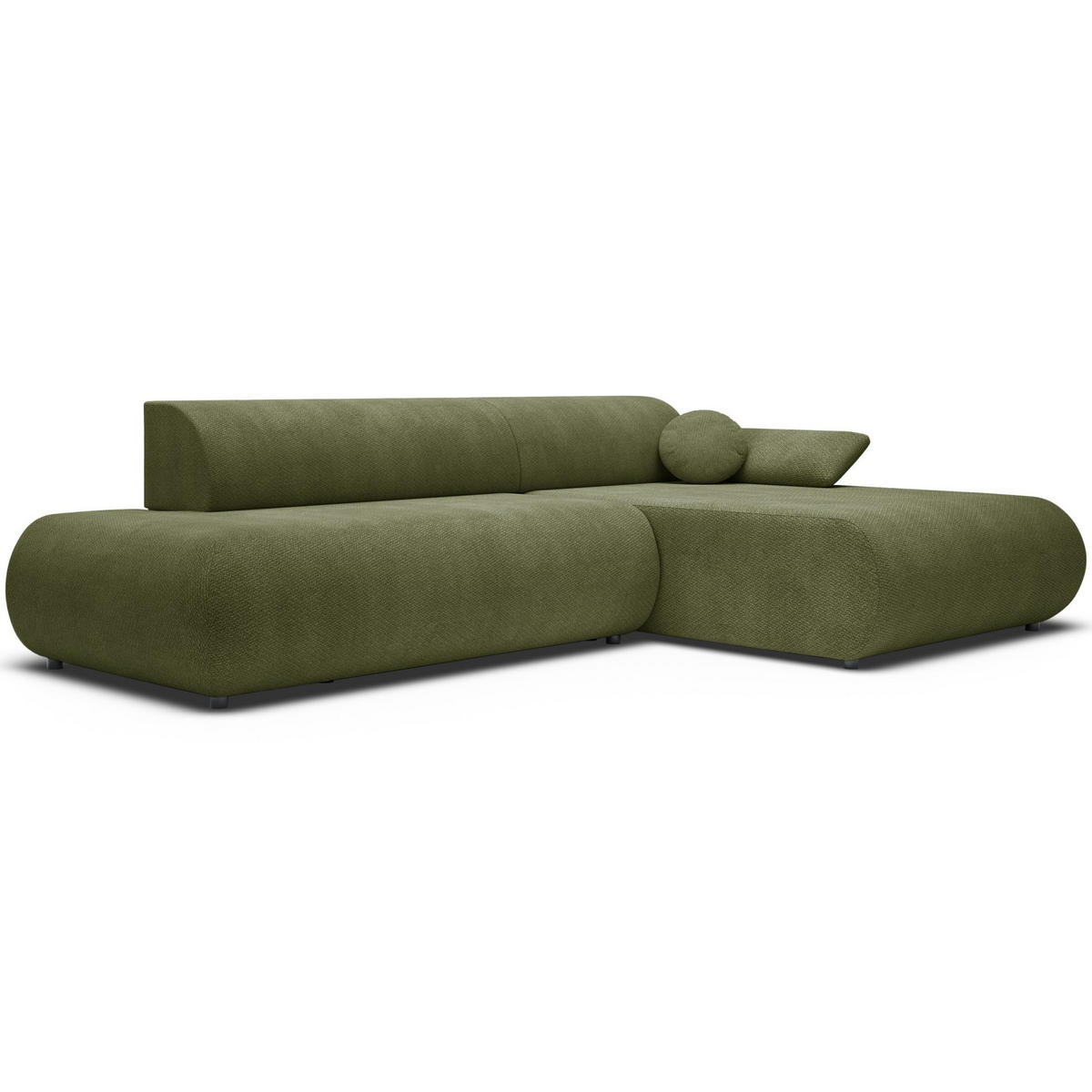 ECKSOFA Armone Olivgrün Chenille - Schwarz/Olivgrün, Kunststoff/Textil (173.5/286cm) - Selsey