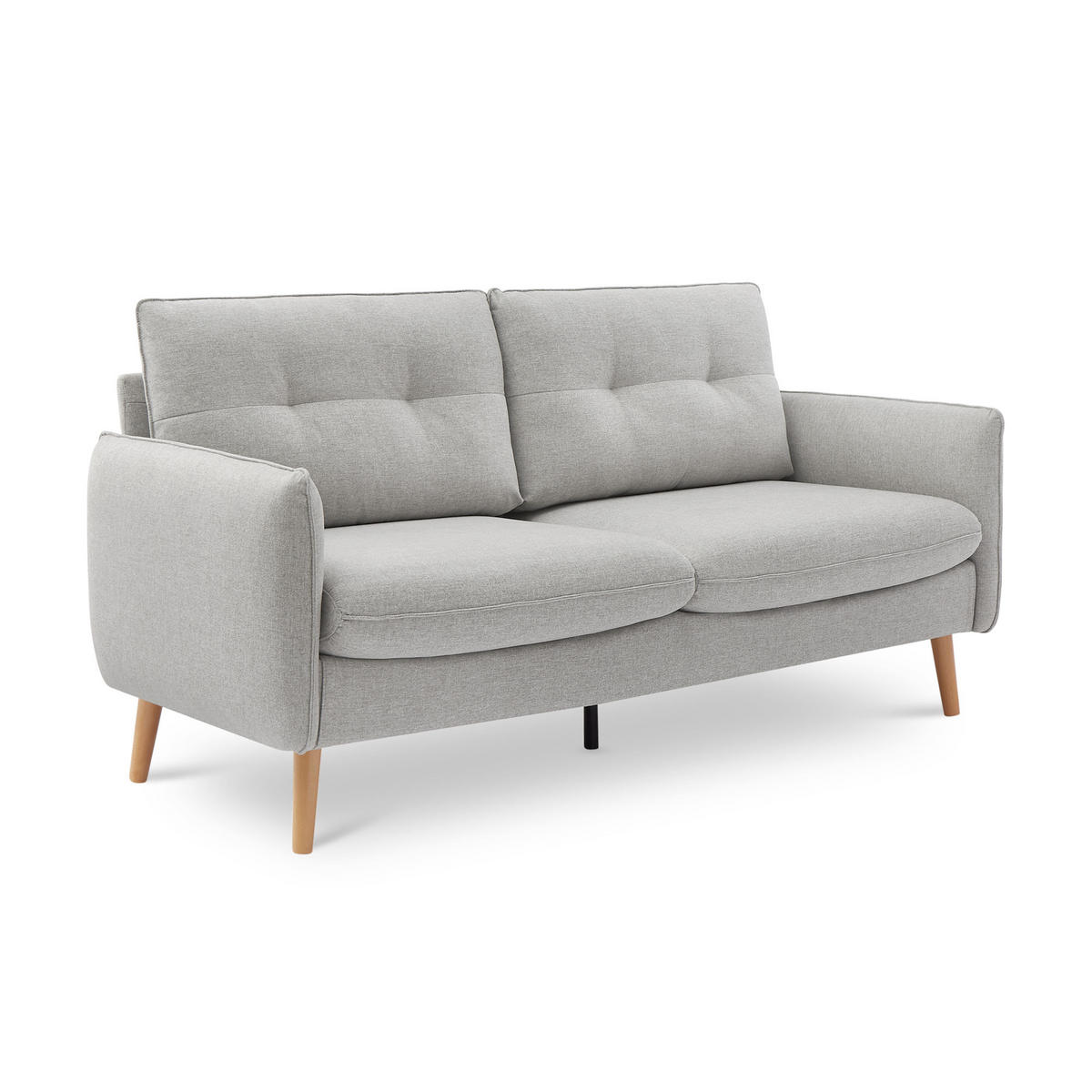 2-SITZER-SOFA Chloé Skandinavisches aus hellgrauem Stoff - Hellgrau/Akaziefarben, Holz/Holzwerkstoff (182/92/82cm) - Sicaan