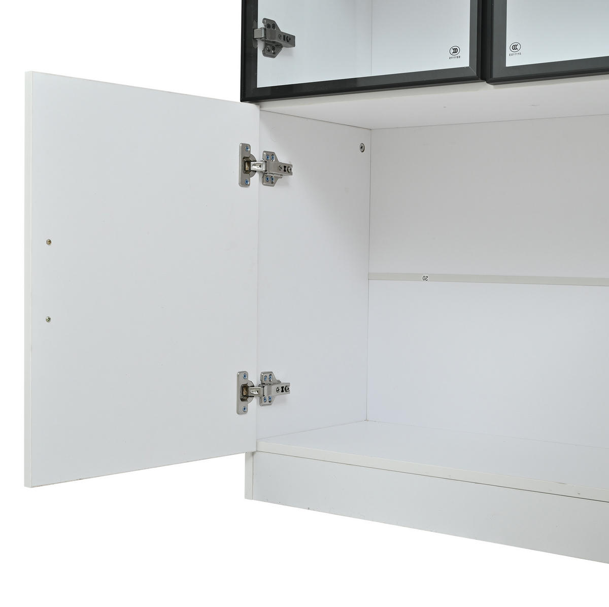 HIGHBOARD 120/32/200 cm in Weiß mit 6 Glastüren und LED-Beleuchtung - Weiß, Holzwerkstoff (120/200/32cm) - Flora Grace