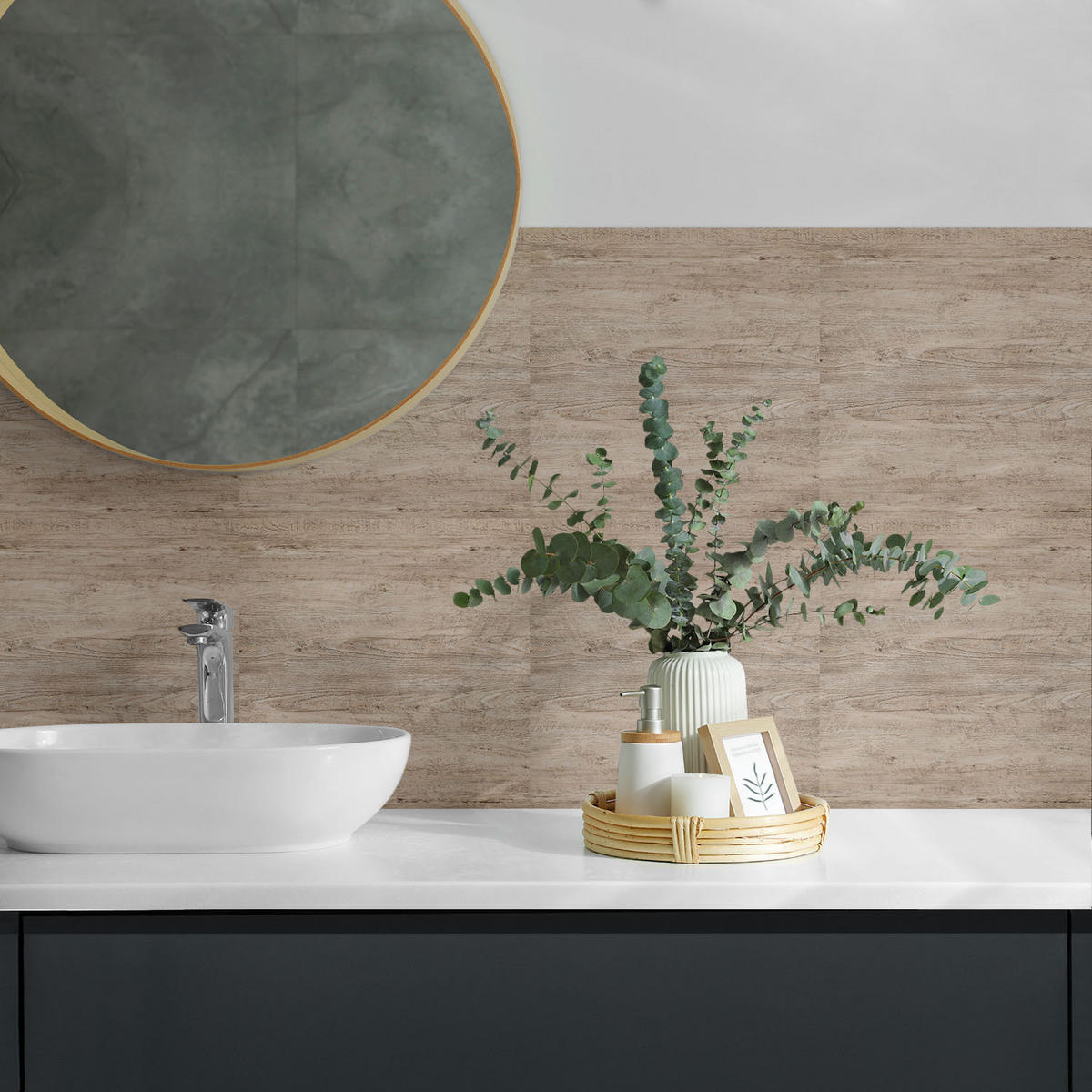 WANDPANEEL 9 Stück 30x30 cm selbstklebend Albero - Beige, Kunststoff (30/1.6/30cm) - Wallfluent