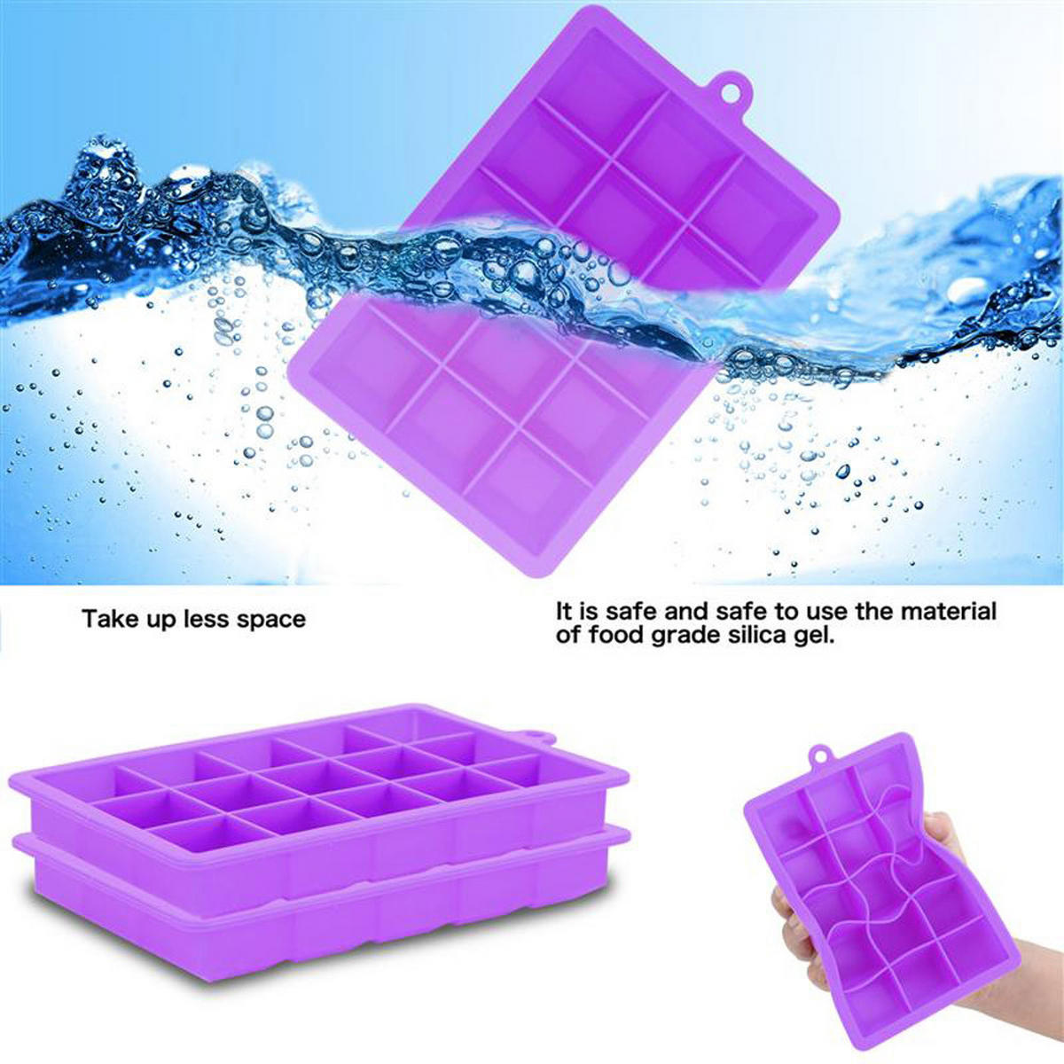 EISWÜRFELFORM 2er Set - Lila, Kunststoff (13/2.5/18cm) - Intirilife