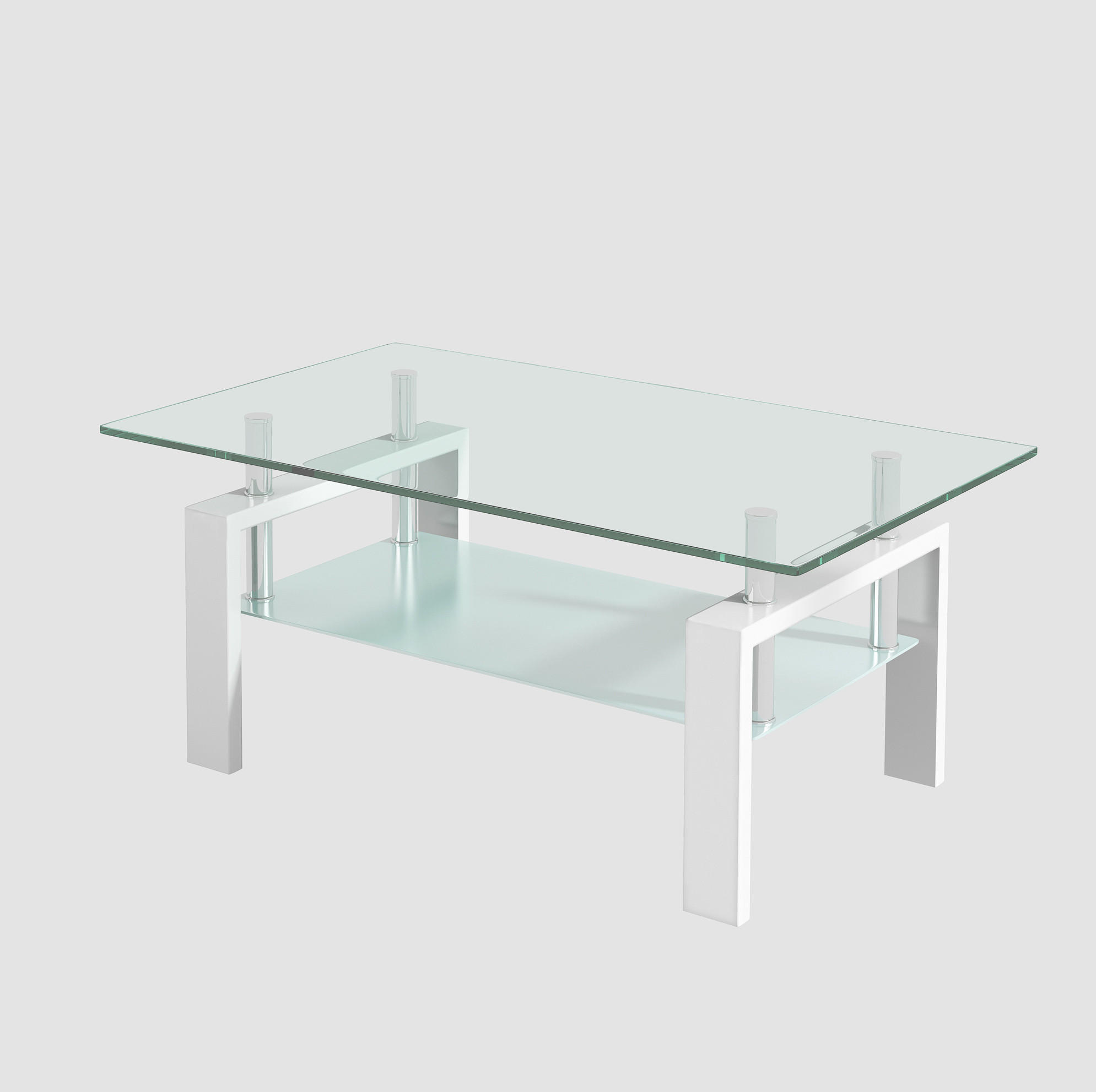 COUCHTISCH aus Glas und Metall 100 x 60 cm Weiß - Weiß, Metall (100/60/44cm) - Meubliv