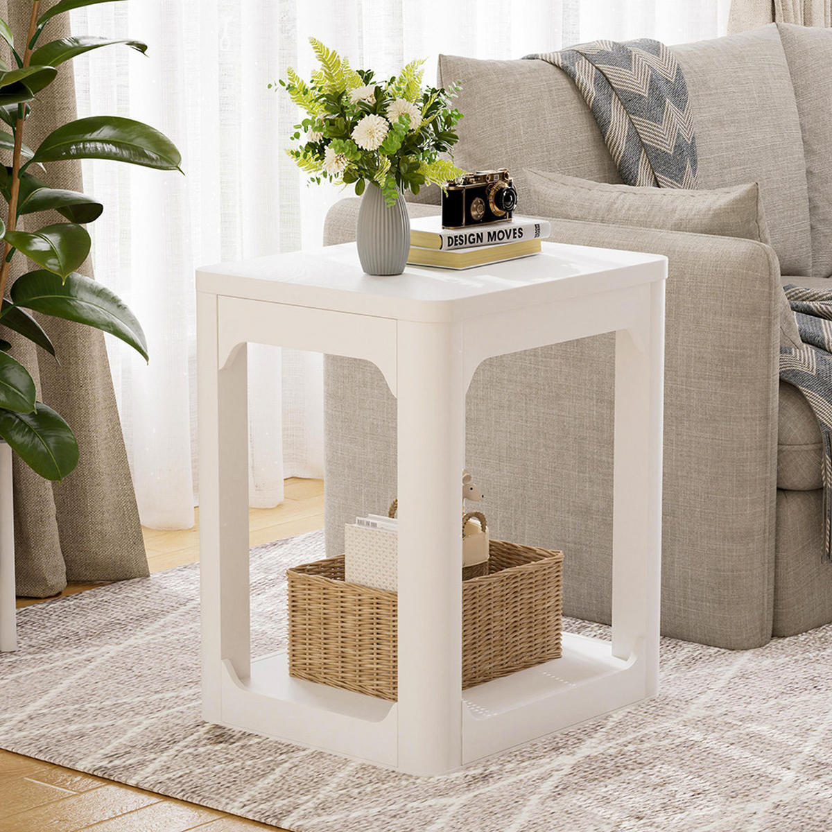 BEISTELLTISCH 2er-Set 50x40x60cm, Weiß - Weiß, Holz (50/40/60cm) - KOMHTOM