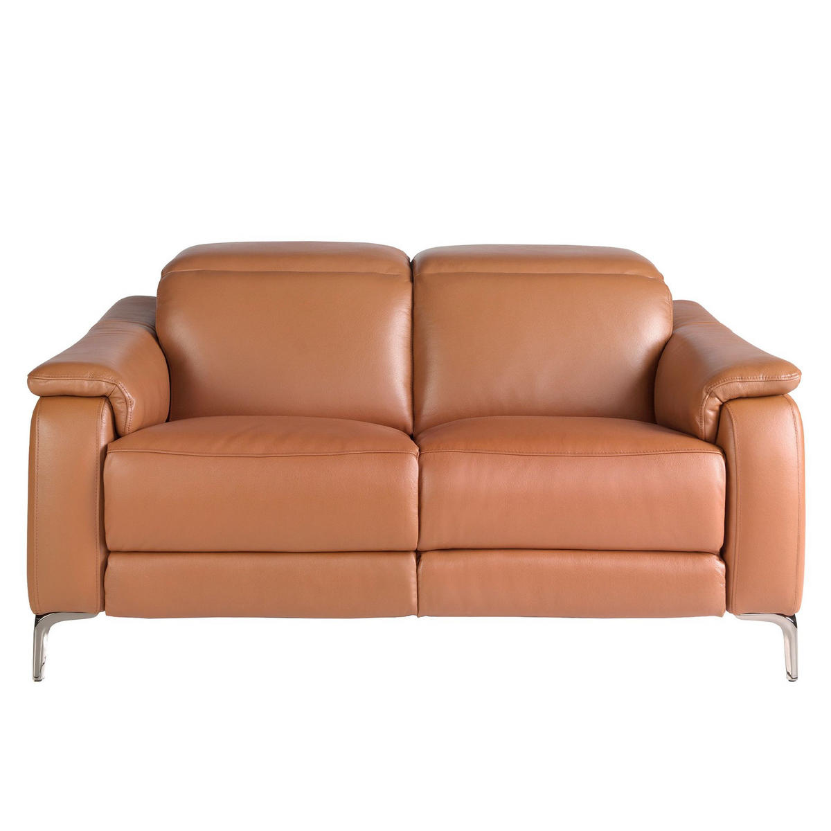 SOFA 2-Sitzer-Relaxsofa aus braunem Leder 154/160/101 cm - Edelstahlfarben/Braun, Leder (154/101/108cm) - ANGEL CERDA