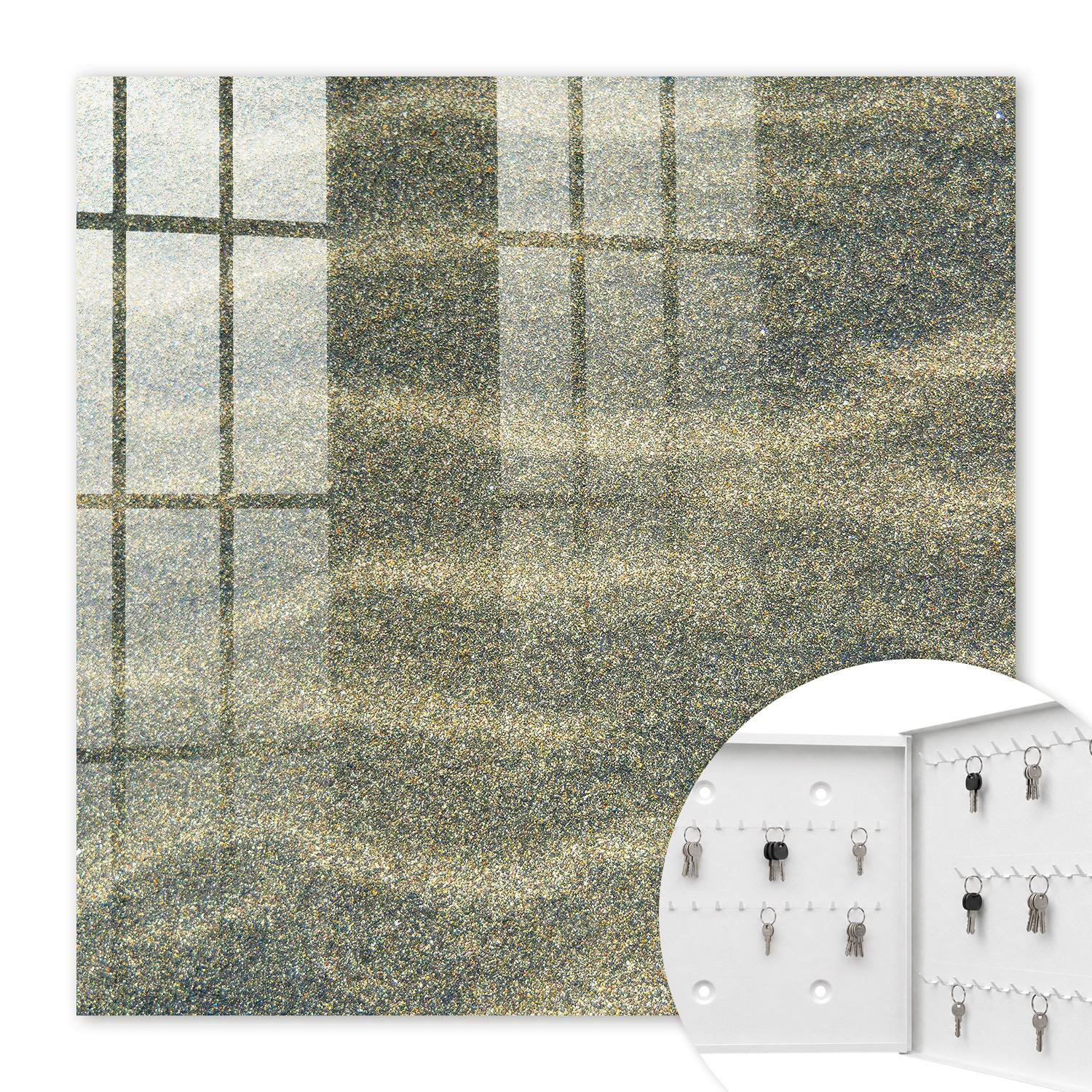 SCHLÜSSELBOX Weiß 30x30 cm – Türöffnung nach rechts - Sandwellen - Grau, Metall (30/30/5cm) - TULUP