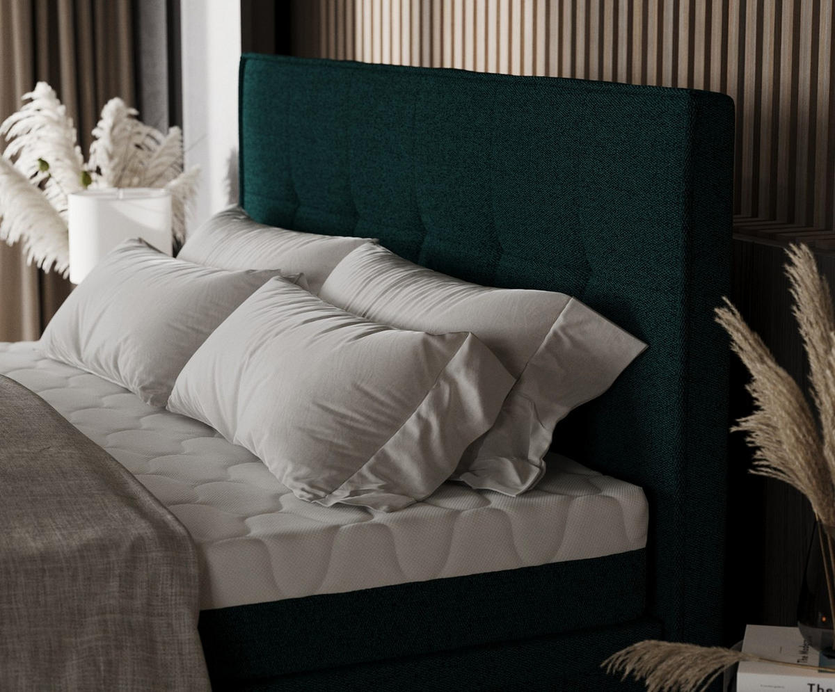 BOXBETT Arivo 200/200 cm Grün im Riva Stoff - Schwarz/Grün, Holz/Holzwerkstoff (200/200cm) - AltaBeds