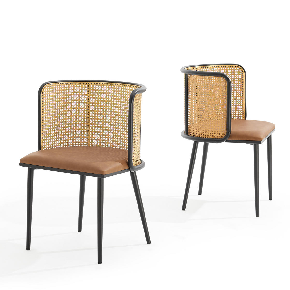 ESSZIMMERSTUHL-SET 2 TLG. Flen - Schwarz/Braun, Kunststoff/Textil (52/75/49cm) - [en.casa]