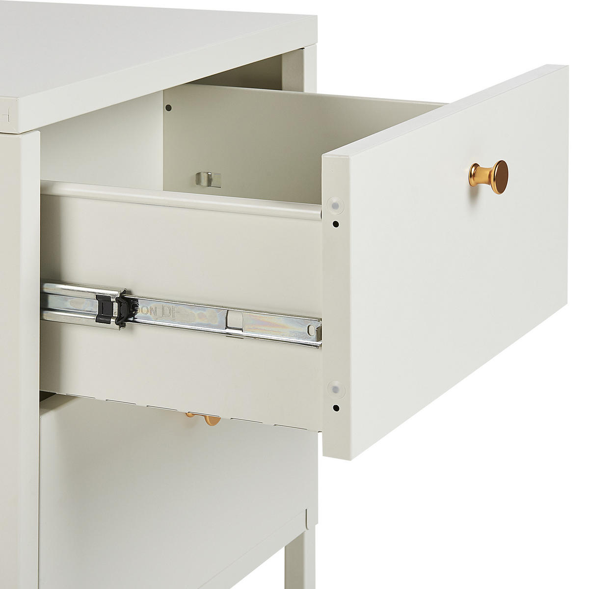 NACHTTISCH weiß 2 Schubladen Kylea - Goldfarben/Weiß, Metall (43/55/40cm) - Beliani