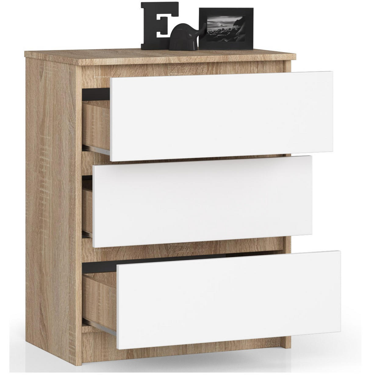 KOMMODE Eiche Sonoma, Weiß 77/60/40 - Weiß, Holzwerkstoff (60/77/40cm) - RAUMHIRSCH FURNITURE