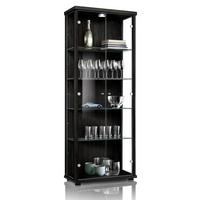 GLASVITRINE 33/67/176 cm mit LED & 4 höhenverstellbaren Glasböden - Transparent/Silberfarben, Glas/Holzwerkstoff (67/176/33cm) - K-Möbel