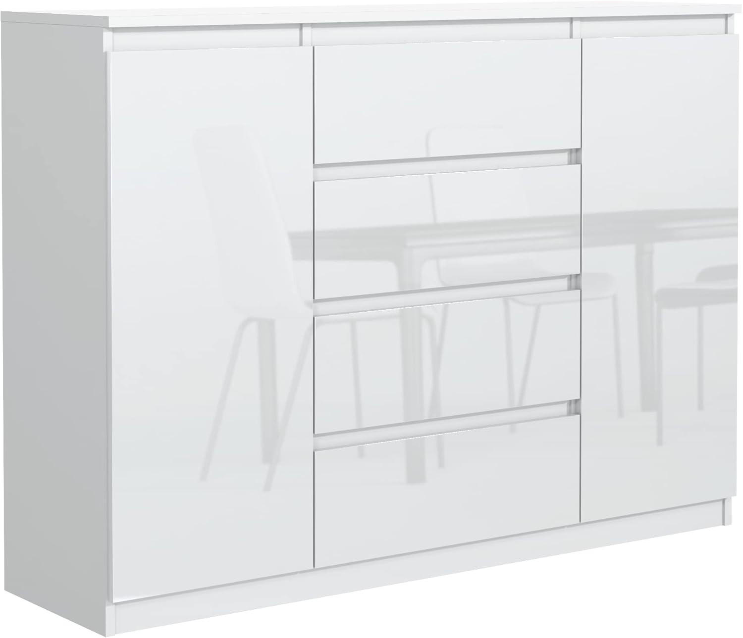 Mobelsta KOMMODE 120 Weiß Hochglanz-Fronten 120x39x101,5 cm jetzt nur online ➤