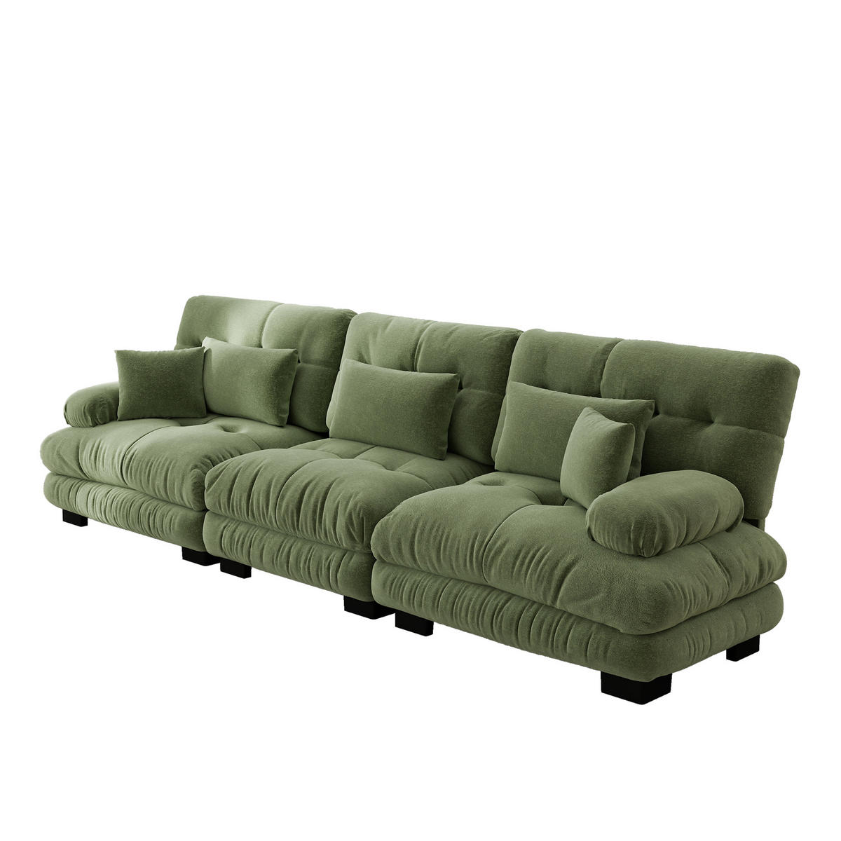 SCHLAFSOFA 3-Sitzer aus Chenille mit Tiefsitz, Grün - Grün, Textil (313/81/77cm)