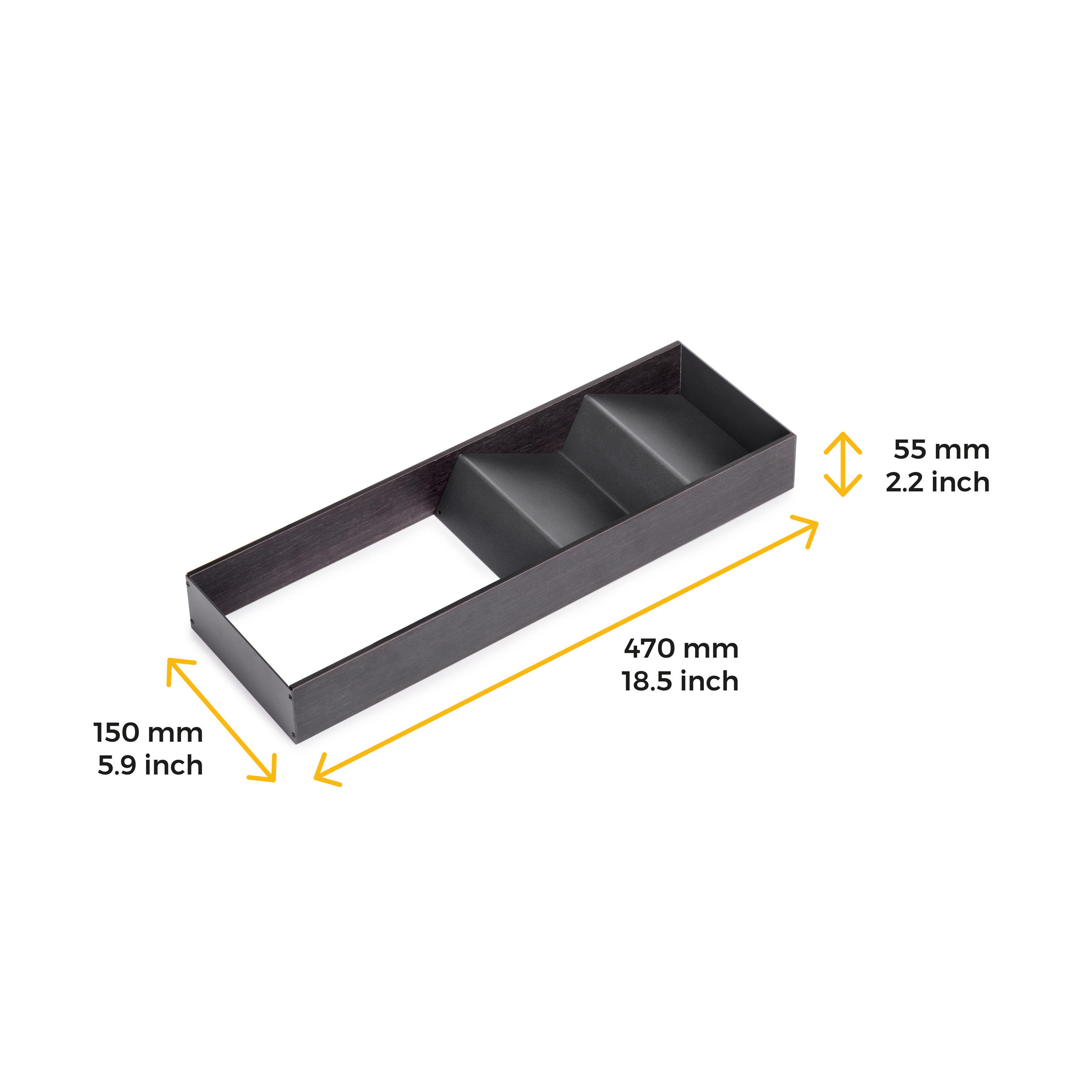SCHUBLADENORGANISATOR Orderbox, 150x470mm, Stahl und Holz, Anthrazitgrau - Anthrazit, Metall (15/6/47cm) - EMUCA