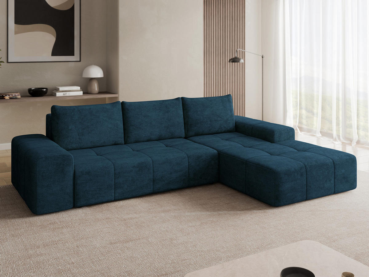 ECKSCHLAFSOFA Tonseo L, Seite: Rechts - Schwarz/Dunkelblau, Holz/Kunststoff (275/173cm) - MIRJAN24