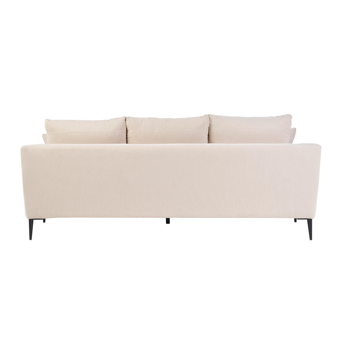 SOFA 3-Sitzer Beige Velours-Effektgewebe Schwarzes Metall JERRY - Beige, Textil (90/83/207cm) - Miliboo
