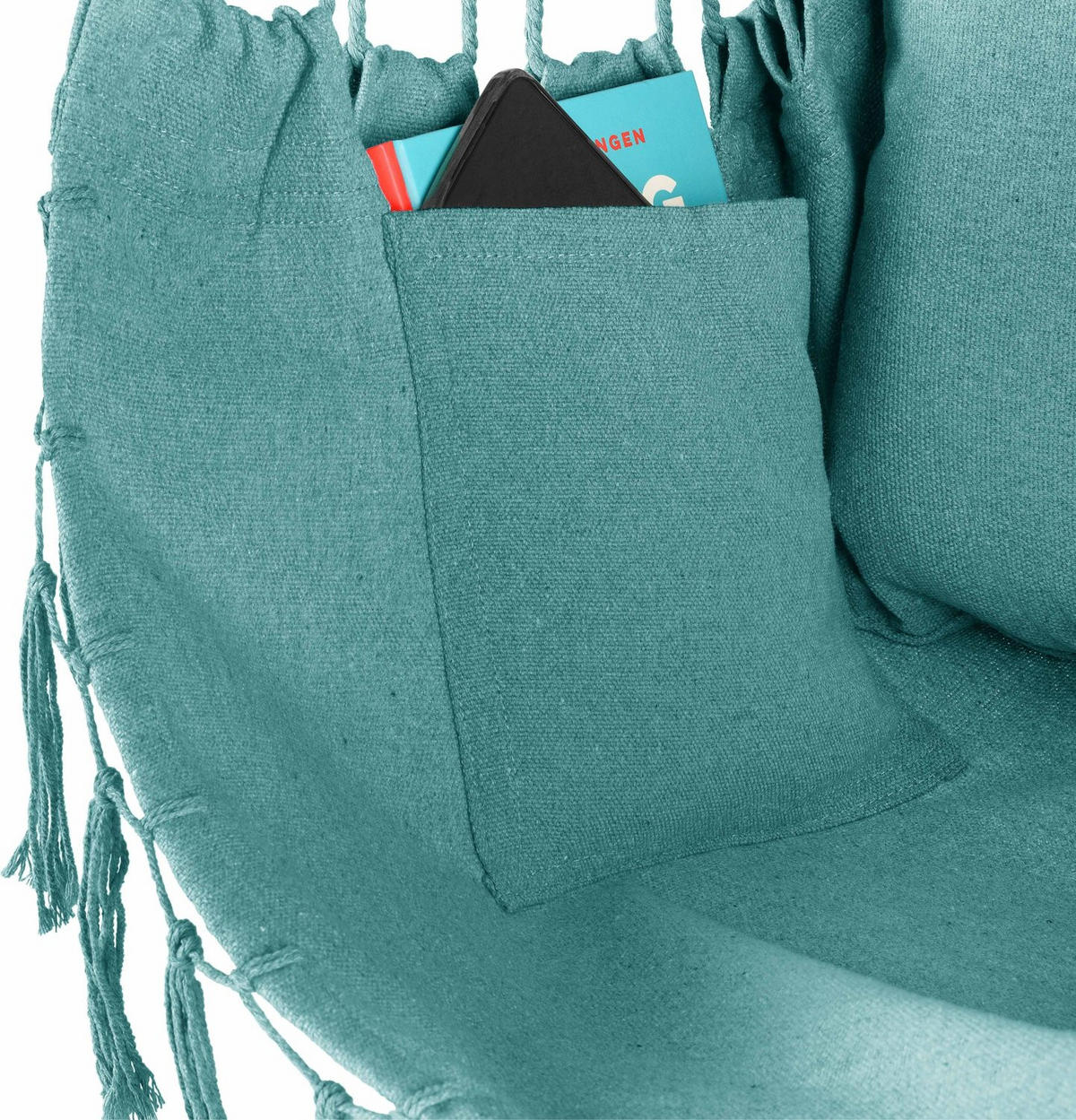 HÄNGESESSEL mit 3 Kissen 75/100/130 cm, bis 140 kg - Grün, Textil (100/130/75cm) - Outtec