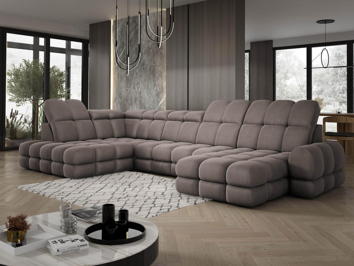 ECKSOFA TOLLO Solar-stoff U-form 400x217x105 cm schokolade - Bronzefarben, Holz/Textil (400/217cm) - DomoHome