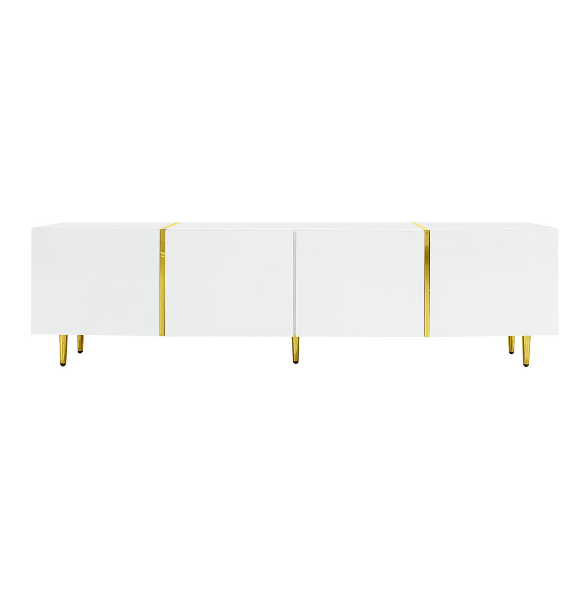 TV-LOWBOARD aus MDF 170x35x46 cm Weiß Hochglanz mit 4 Türen und Soft-Close-Scharnieren - Weiß, Holzwerkstoff (170/46/35cm) - IVMEU