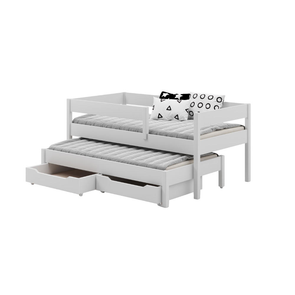 AUSZIEHBETT Junior 140x70 weiß mit Schubladen - Weiß, Holzwerkstoff (70/140cm) - LUKDOM