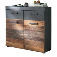 SCHUHSCHRANK Used Wood Vintage mit grau, Flurkommode 90 x 89 cm - Silberfarben/Schwarz, Holzwerkstoff/Kunststoff (90/89/34cm) - Top.Furn