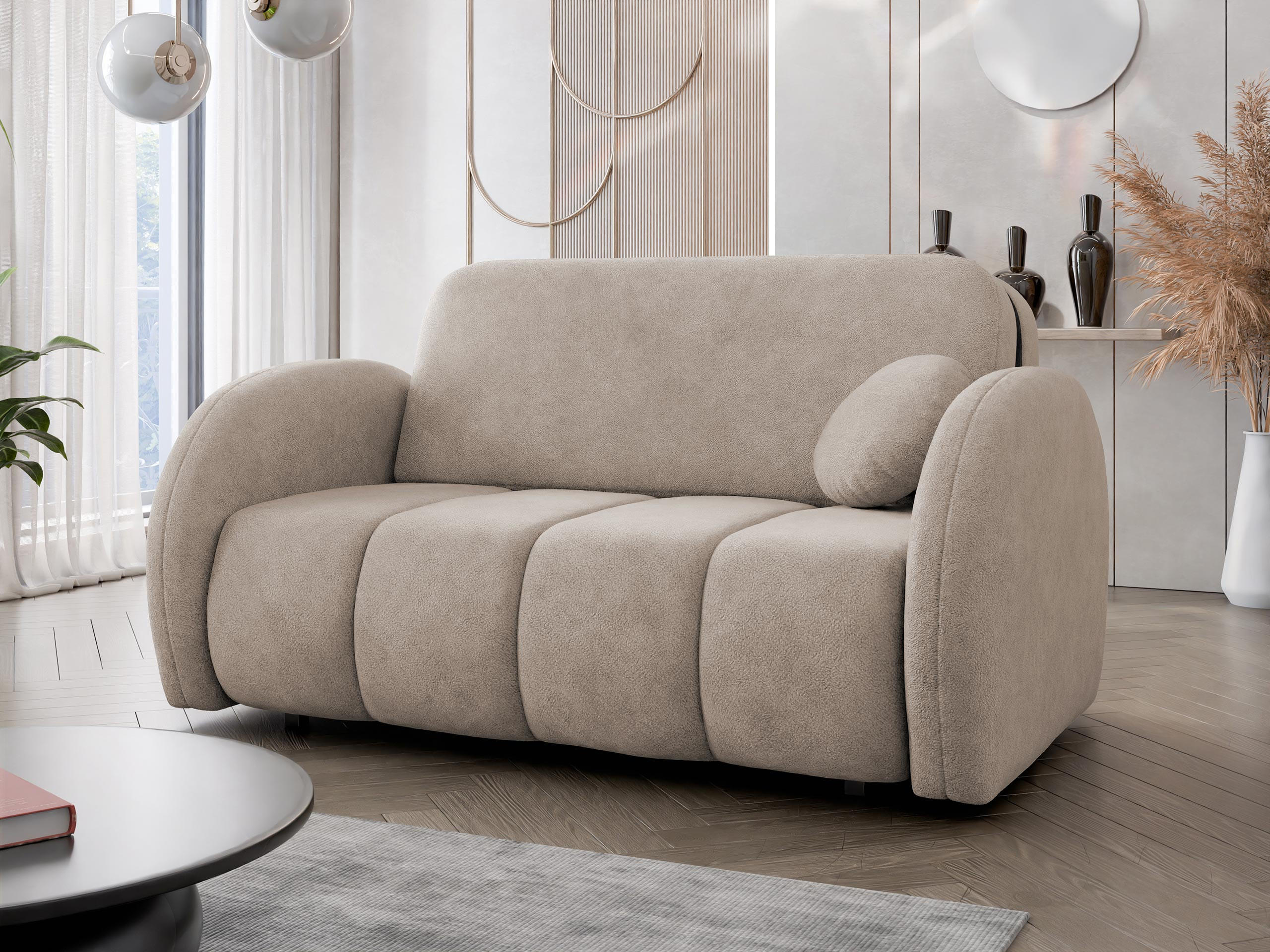 SCHLAFSOFA Viva Comfy III - Schwarz/Naturfarben, Holz/Textil (152/85/103cm) - MIRJAN24