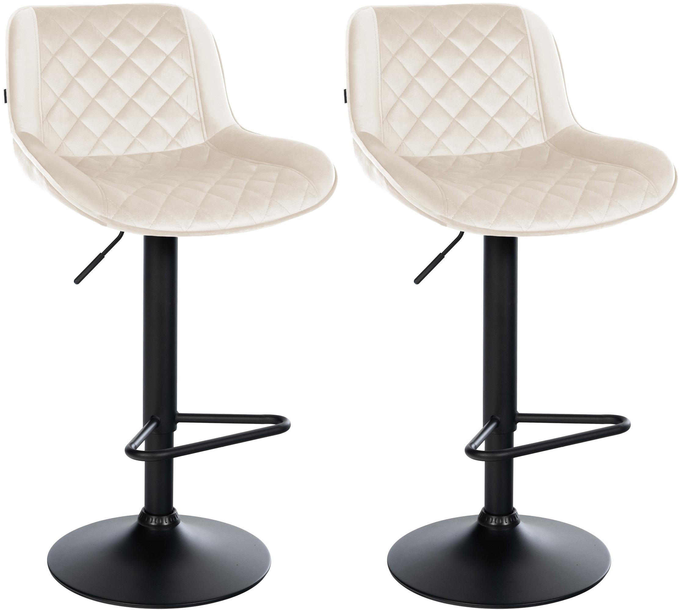 BARHOCKER 2er Set Samt Creme - Creme/Schwarz, Textil/Metall (50/84/52cm) - CLP