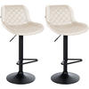 BARHOCKER 2er Set Samt Creme - Creme/Schwarz, Textil/Metall (50/84/52cm) - CLP