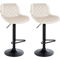 BARHOCKER 2er Set Samt Creme - Creme/Schwarz, Textil/Metall (50/84/52cm) - CLP