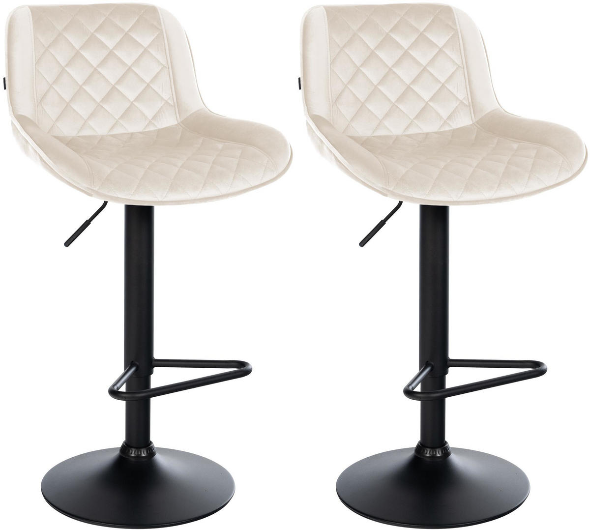 BARHOCKER 2er Set Samt Creme - Creme/Schwarz, Textil/Metall (50/84/52cm) - CLP