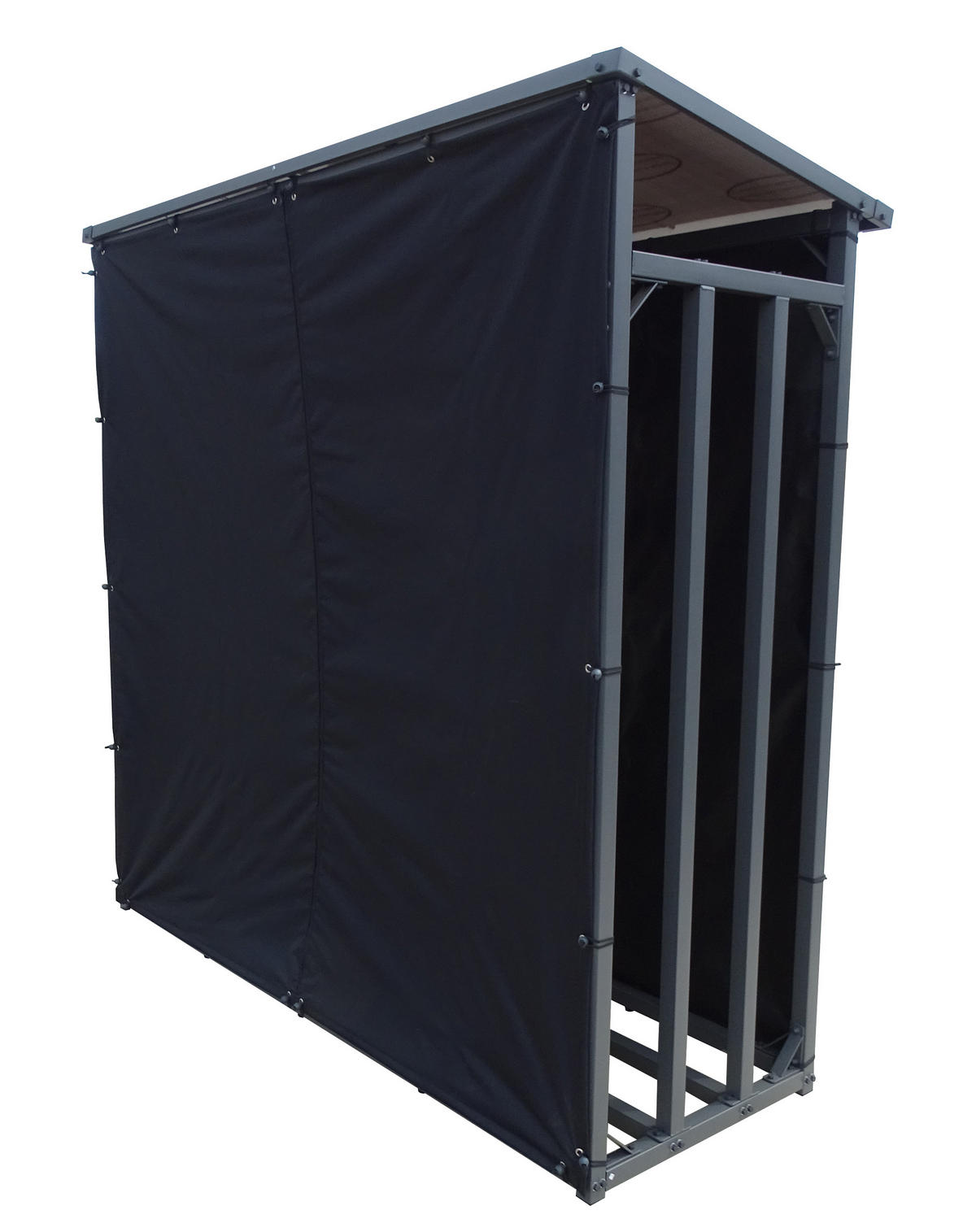 KAMINHOLZREGAL Außen 185x70x185 cm Metall Anthrazit mit Wetterschutz 2,3 m³ / 3,5 SRM - Anthrazit/Schwarz, Metall (185/185/70cm) - QUICK STAR