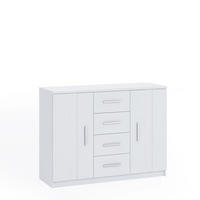 KOMMODE Tamiza 120 cm 4-Schubladen und 2-Türen - Silberfarben/Weiß, Holzwerkstoff/Kunststoff (120/90/40cm) - Ravio