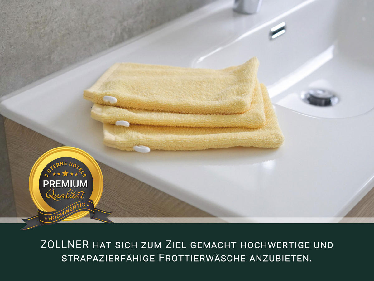 WASCHHANDSCHUH, 10er-Set, 16x21 cm, 100% Baumwolle, Gelb - Gelb, Textil (16/21cm) - Zollner