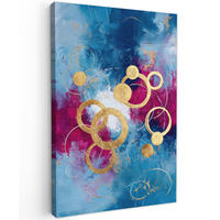 LEINWANDBILD Kreise - Gold - Abstrakt Deko Groß 90x140 cm - Blau, Textil (90/140cm) - MuchoWow