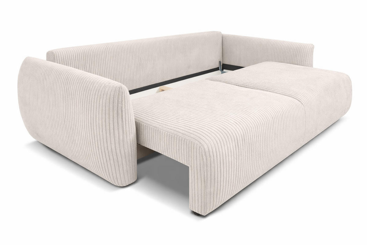 SOFA Mit Schlaffunktion Und Bettkasten, Cordstoff Poso, Beige, Zephira - Beige, Holz (238/87/102cm) - Kaiser Möbel