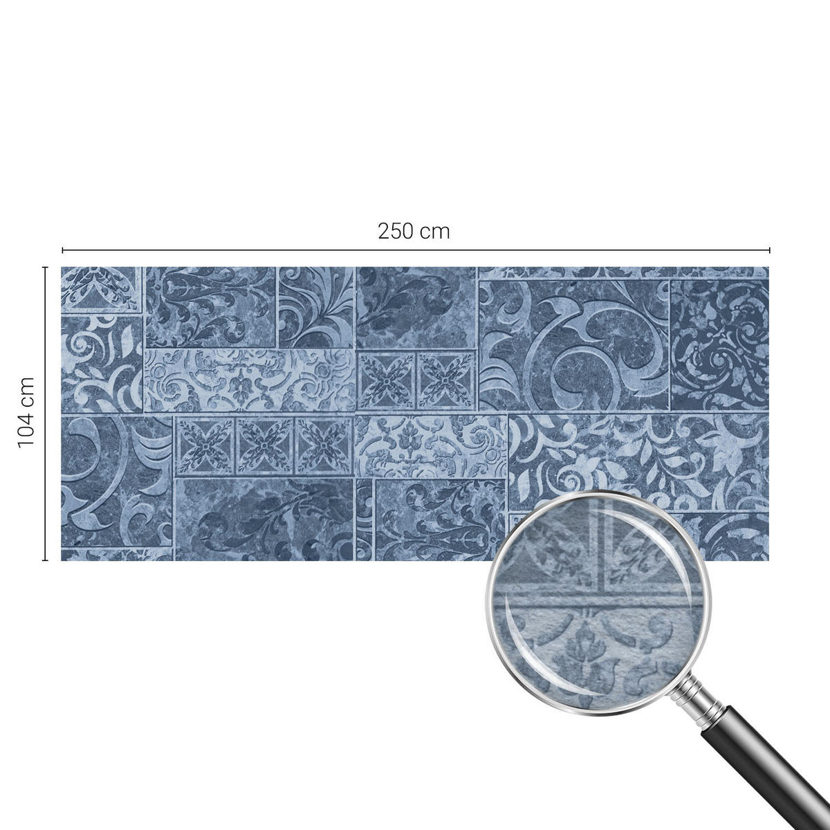 FOTOTAPETE 250x104 cm - Pflanzenornamente - Blau, Textil (250/104cm) - Wallfluent