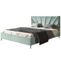 POLSTERBETT LUX Denver mit Kopfteil, 160 x 200 cm, Doppelbett mit Lattenrost aus Holz, Velourstoff Hellgrün, Füße in Farbe: Weiß - Hellgrün, Holz/Textil (160/200cm) - Alpi-Möbel