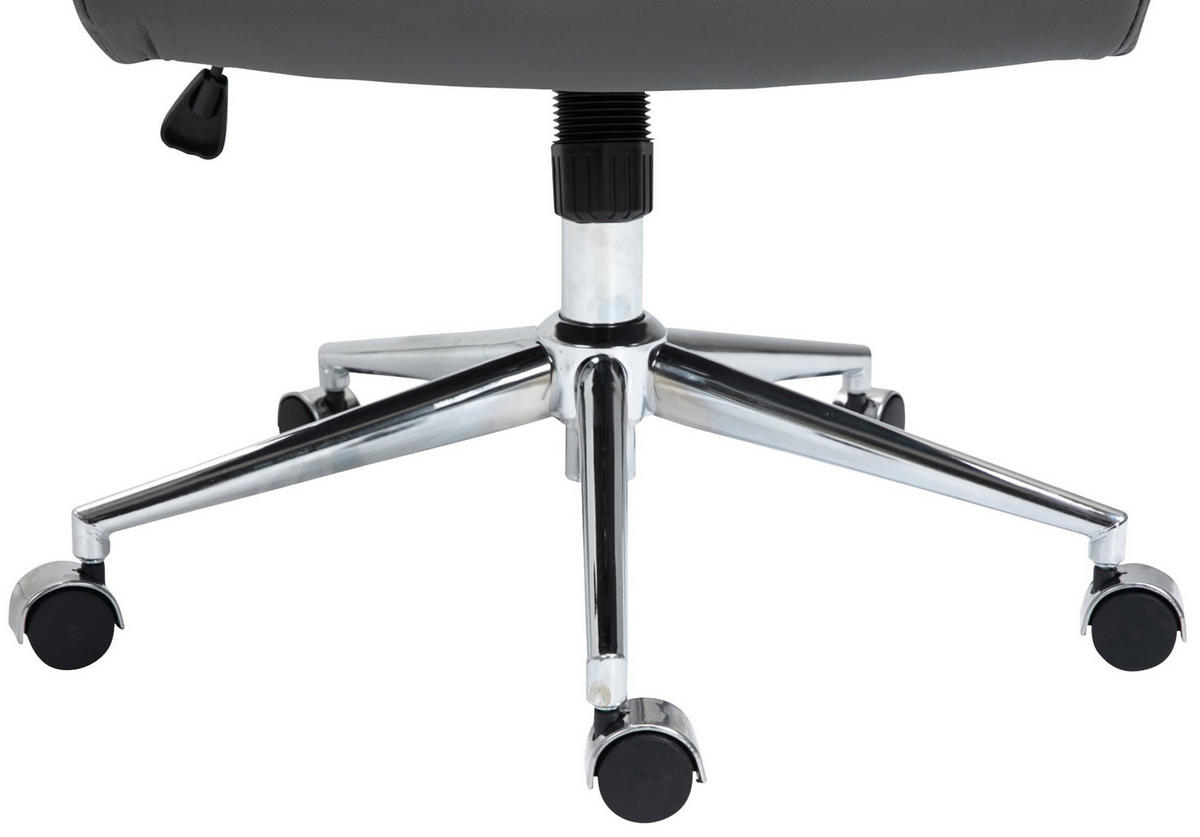KONTORSSTOL Kolumbus äkta läder - Kromfärg/Grå, Läder/Metall (58/105/66cm) - CLP