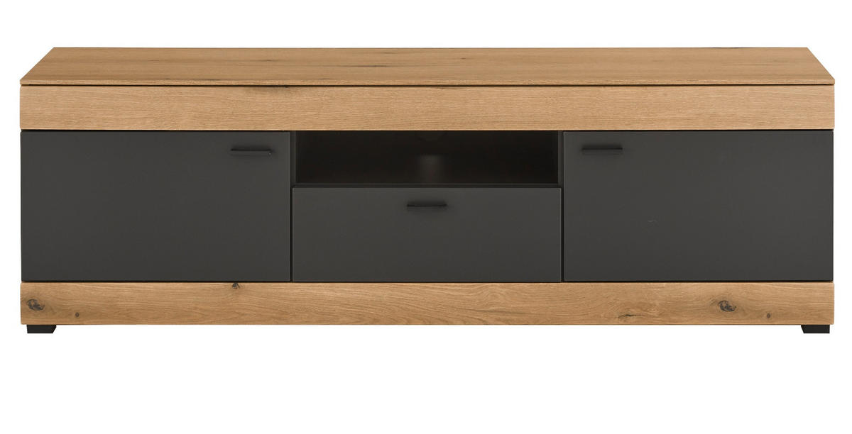 TV-LOWBOARD in Eiche, grau 150 cm, TV Unterschrank mit Soft-Close - Kaschmir/Eichefarben, Holzwerkstoff/Kunststoff (150/484/45cm) - Furn.Design