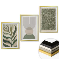 WANDBILDER 3er Set - 40x60 cm Goldrahmen - Geometrische Blattformen - Goldfarben, Kunststoff (40/60cm) - ArtPrintCave