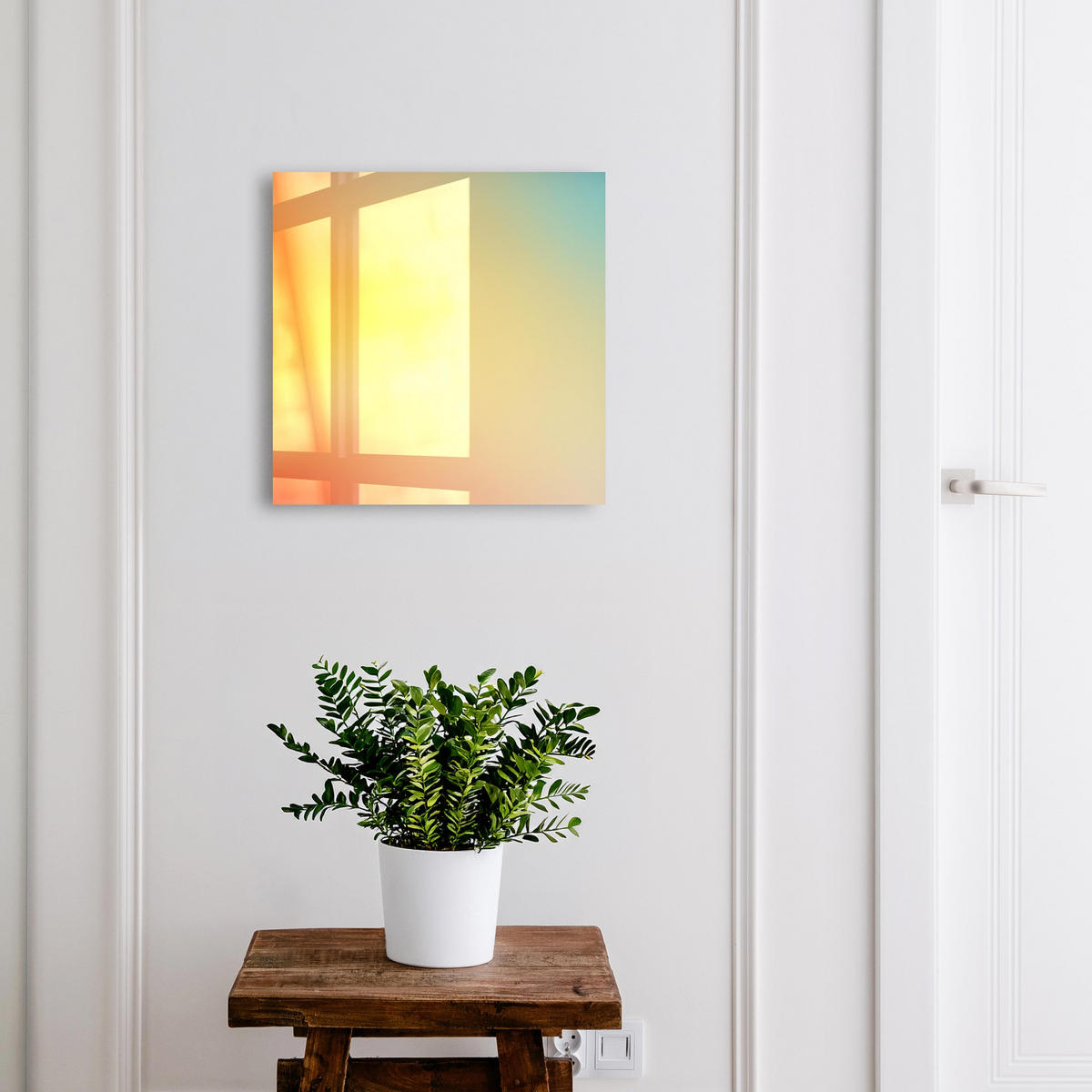 SCHLÜSSELBOX Weiß 30x30 cm – Türöffnung nach rechts - Farbverlauf - Orange, Metall (30/30/5cm) - TULUP