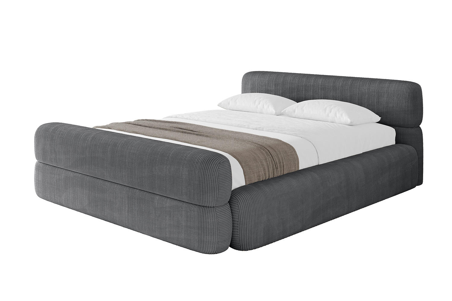 POLSTERBETT mit Bettkasten, Fußteil und Lattenrost, Boxbett mit Matratze H3/H4 - ENORA-Z-V1 180x200 Dunkelgrau - Anthrazit, Holzwerkstoff/Textil (180/200cm) - ALTDECOR