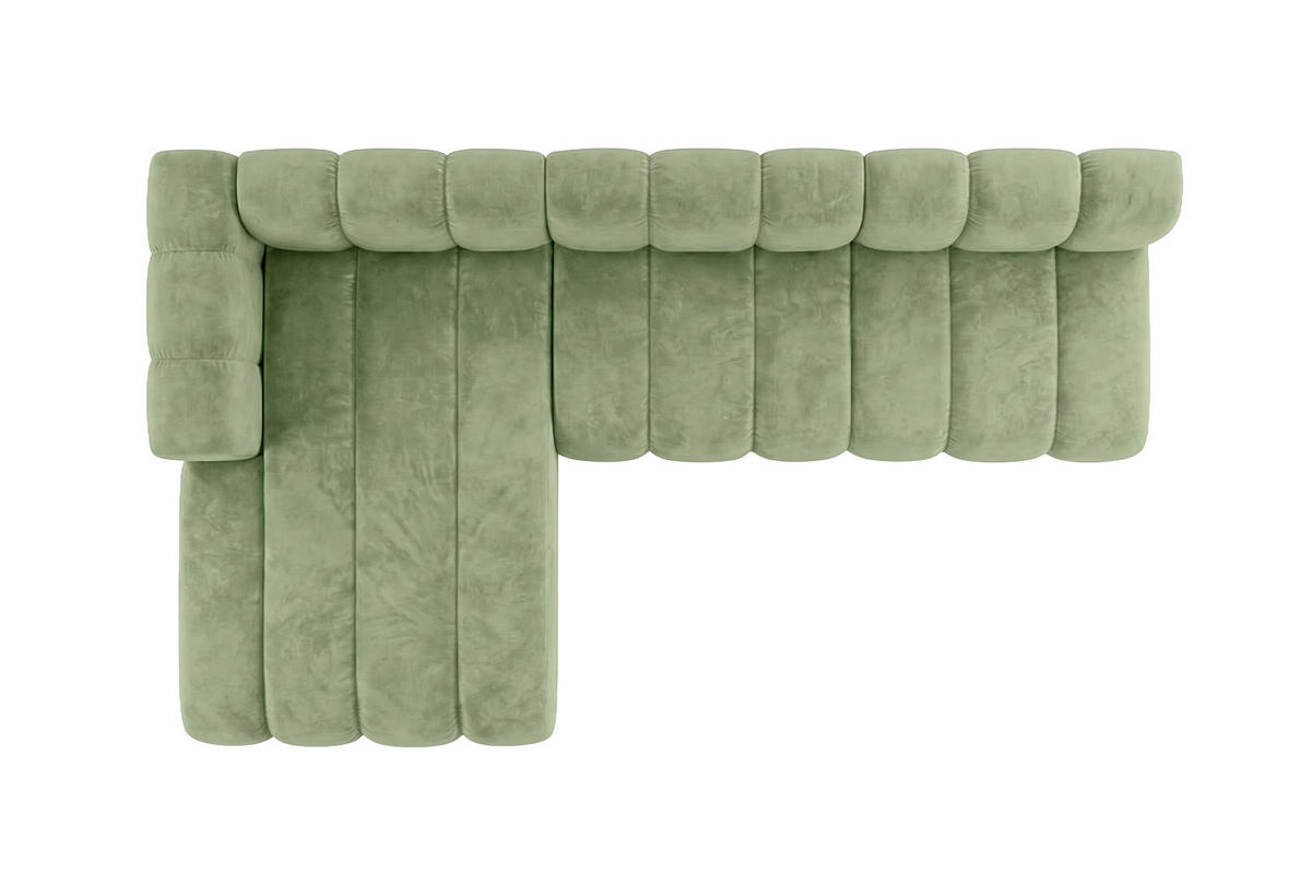 ECKSOFA Modulares In L-Form, Velvet-Stoff Riviera, Olive, Links, GRAND 295 cm - Olivgrün, Holz (295/179cm) - Kaiser Möbel