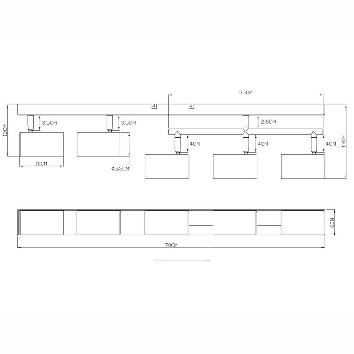 DECKENLEUCHTE Robby Grau Schwarz - Grau, Metall (70/35/17cm) - Globo Lighting