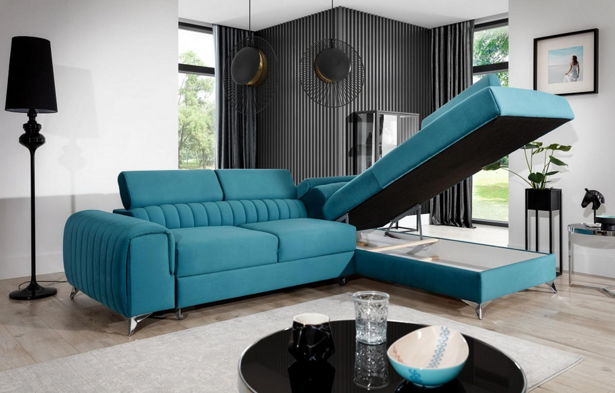 ECKSOFA - OLIVIER (Rechts, Lichtgrau) - Hellgrau, Textil (275/205cm) - Möblo