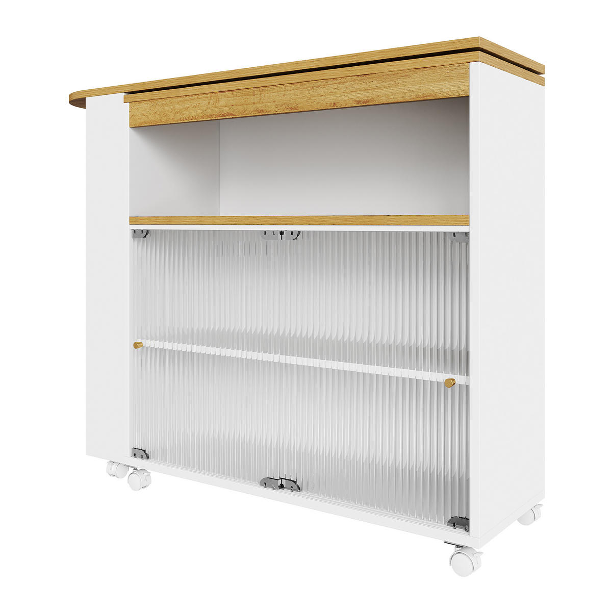 BARTISCH 138/39/105 cm weiß mit Stauraum und LED-Beleuchtung - Weiß, Holzwerkstoff (204/39/105cm) - OKWISH