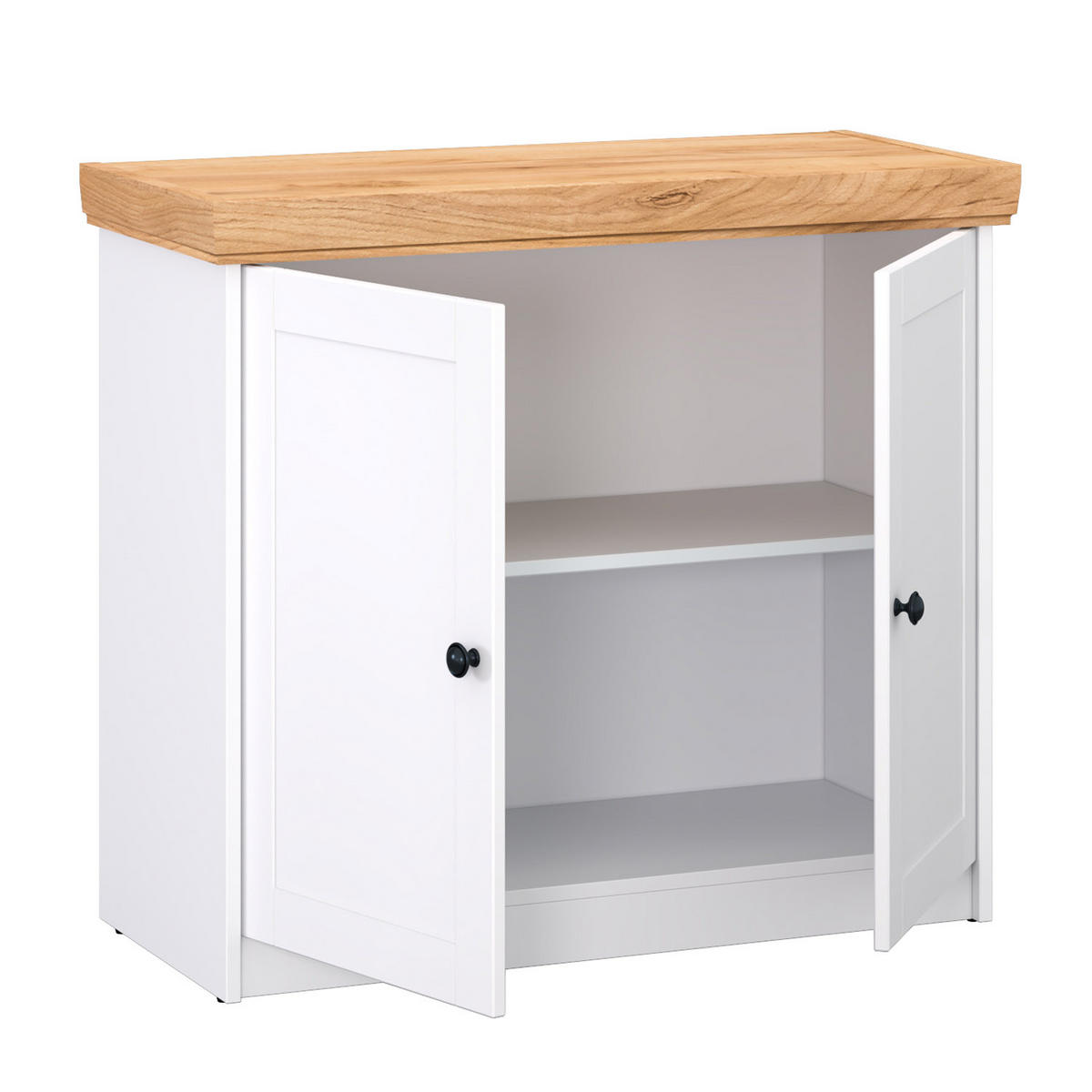 SIDEBOARD 92/82/41 cm Weiß Natur - Schwarz/Weiß, Holz/Metall (92/82/41cm) - Homestyle4u