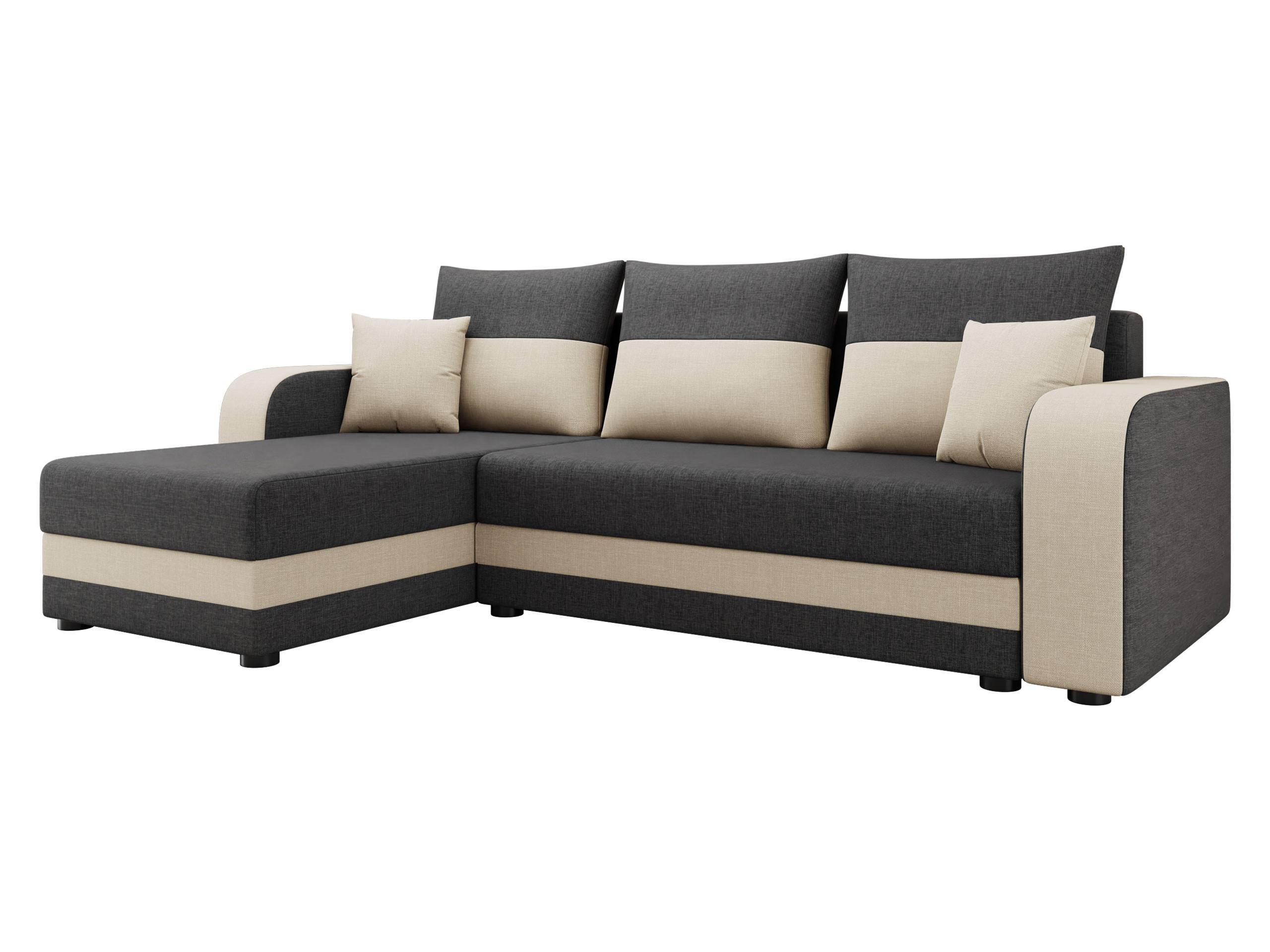 ECKSOFA Hewlet Bis - Creme/Schwarz, Holz/Kunststoff (237/139cm) - MIRJAN24