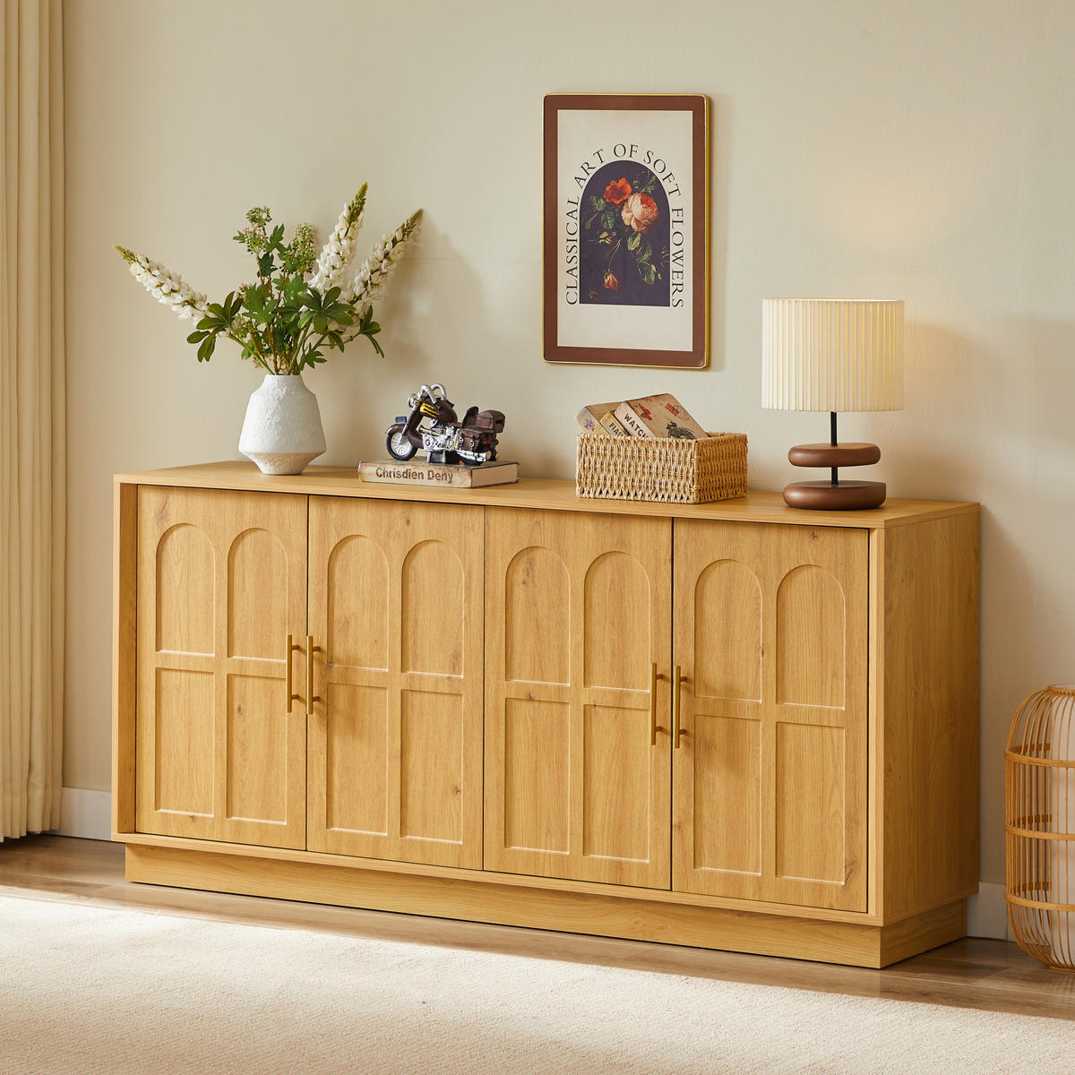 KOMODA 169/40/80 cm z nastavljivimi policami, zaščito proti prevrnitvi in MDF izdelavo, Naravna - naravne barve, leseni material (169/80/40cm) - Redom
