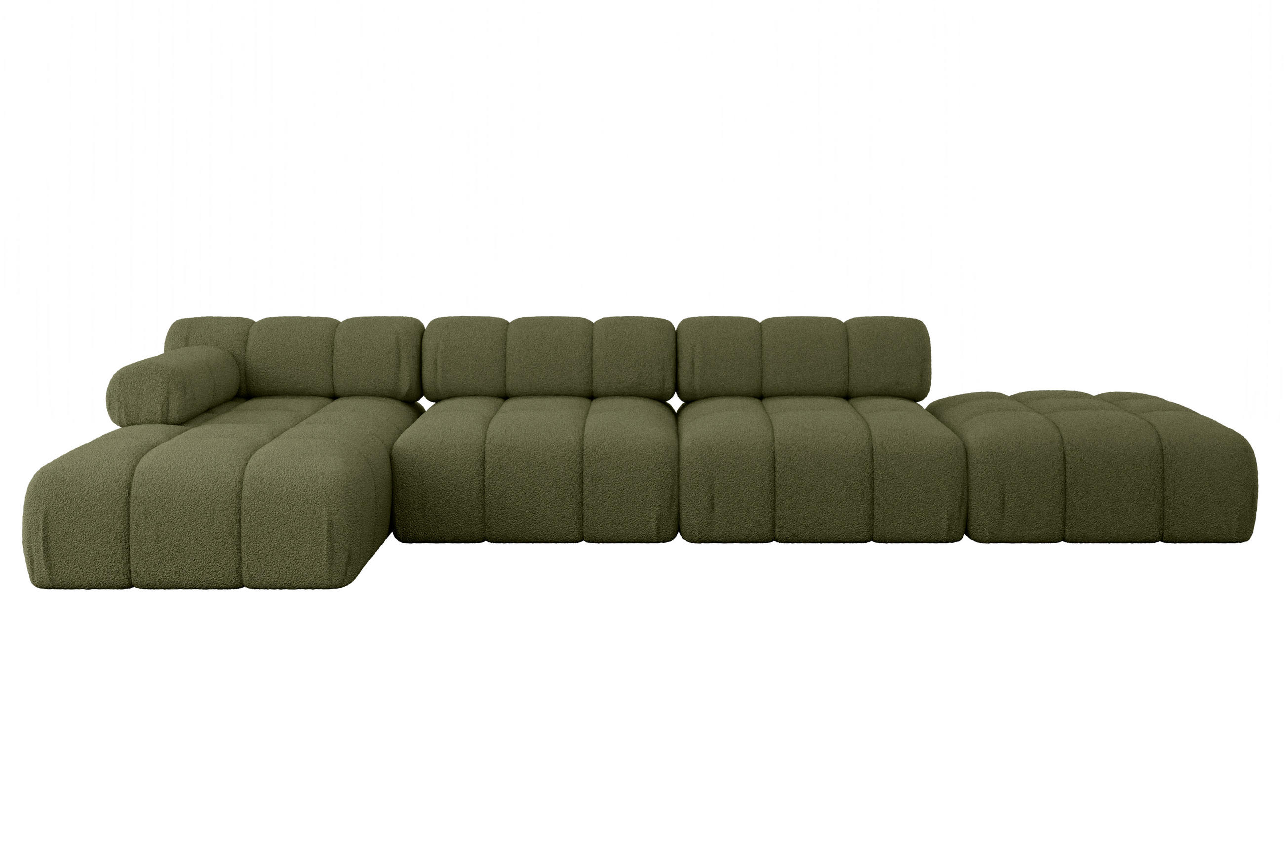 ECKSOFA modulares Sofa Lizur-L2 - 380x160x70 cm Grün Bouclé - Grün, Holzwerkstoff/Textil (380/160cm) - ALTDECOR